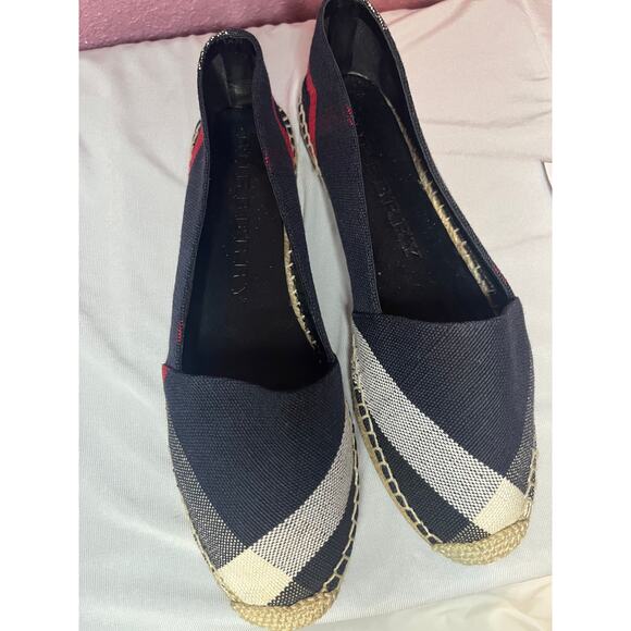 Burberry Navy Check Espadrilles Size 8.5/ 39 - Picture 3 of 9